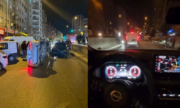 Karşı şeride geçip takla attı...